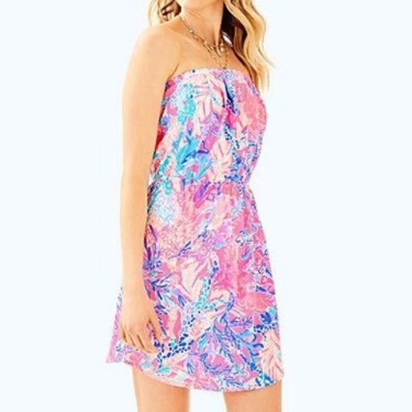 Lilly Pulitzer Dresses & Skirts - Lilly Pulitzer Windsor Strapless Dress In Bennet Blue Surf Gypsea Swim Size XXS